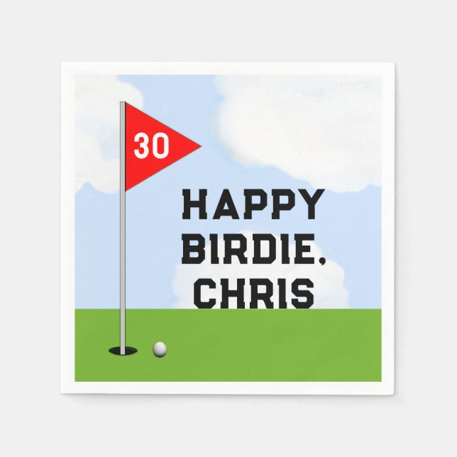 Personalised Golf Birthday Napkin (Front)