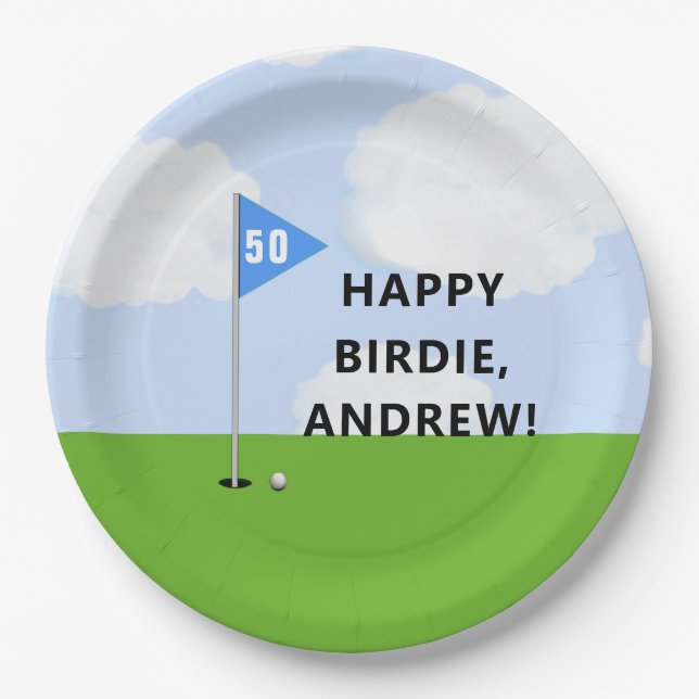 Personalised Golf Birthday Paper Plate (Front)