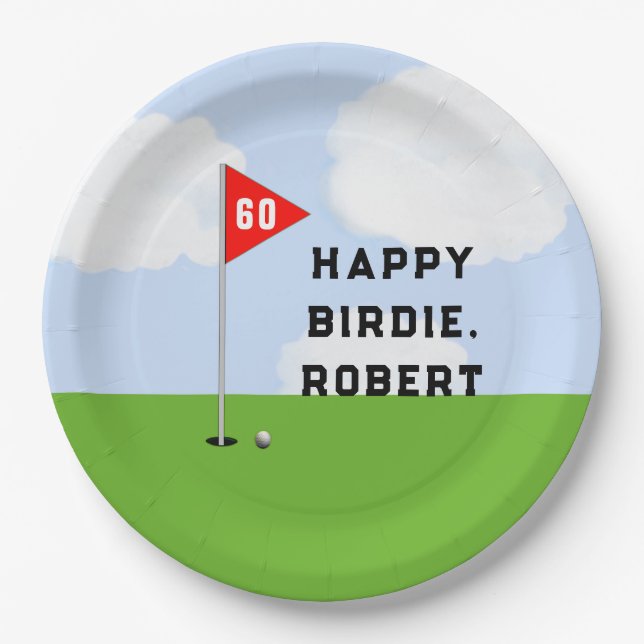 Personalised Golf Birthday Paper Plate (Front)