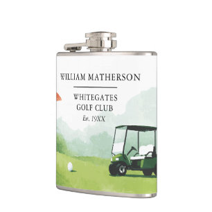Personalised Golf Buggy Club Name Hip Flask