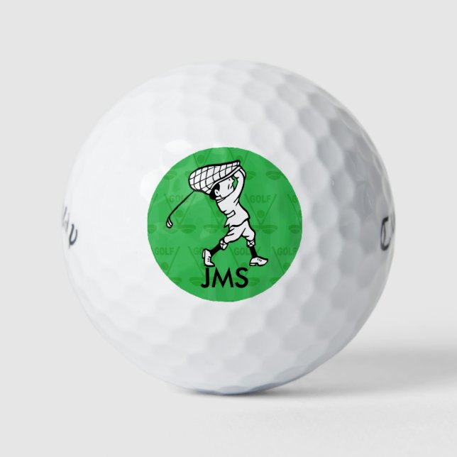 Personalised golf cartoon golfer golf balls (Front)