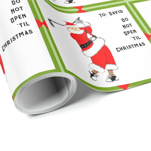 Personalised Golf Christmas Gift Wrapping Paper (Roll Corner)