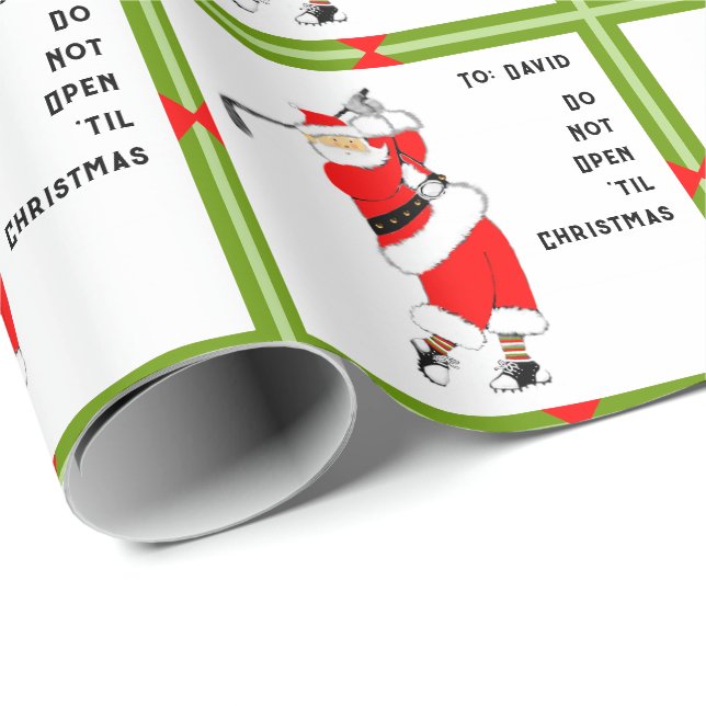 Personalised Golf Christmas Gift Wrapping Paper (Roll Corner)