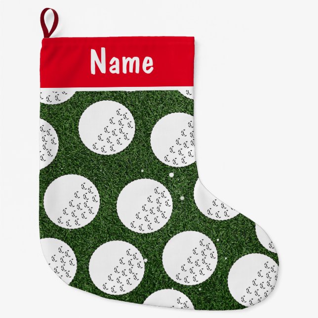 Personalised Golf Christmas Gifts Golf themed Large Christmas Stocking (Front)