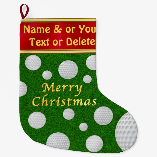 Personalised, Golf Christmas Stocking for Him, Her (Front)