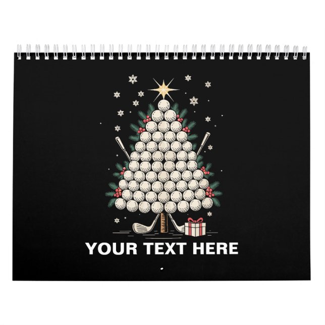 Personalised Golf Christmas Tree Equipment Family Calendar (Cover)