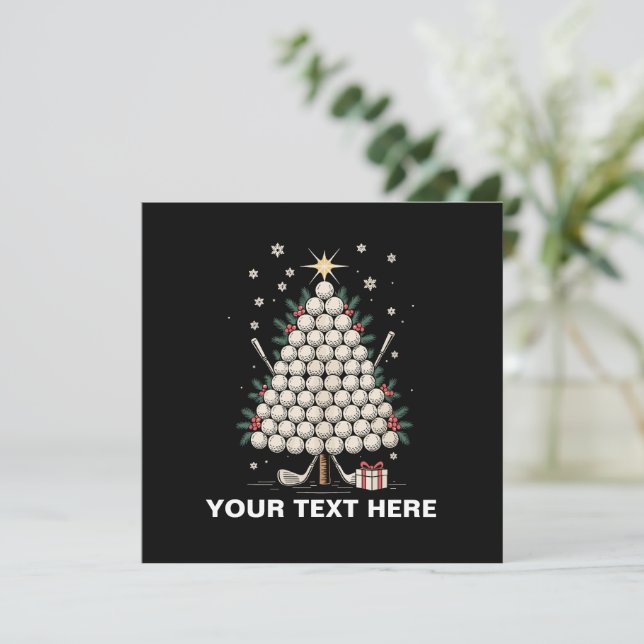 Personalised Golf Christmas Tree Equipment Family Holiday Card (Standing Front)