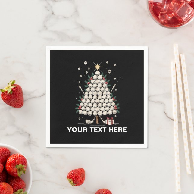 Personalised Golf Christmas Tree Equipment Family Napkin (Insitu)