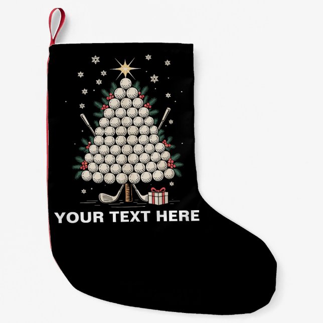 Personalised Golf Christmas Tree Equipment Family Small Christmas Stocking (Front)