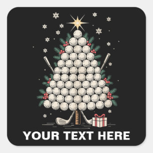 Personalised Golf Christmas Tree Equipment Family Square Sticker