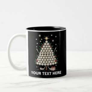 Personalised Golf Christmas Tree Equipment Family Two-Tone Coffee Mug