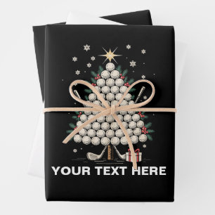 Personalised Golf Christmas Tree Equipment Family Wrapping Paper Sheet