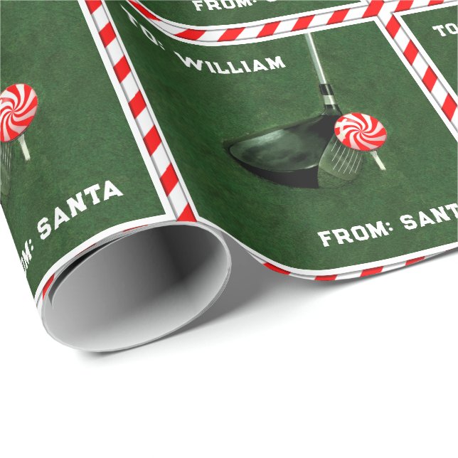 Personalised Golf Christmas Wrapping Paper (Roll Corner)