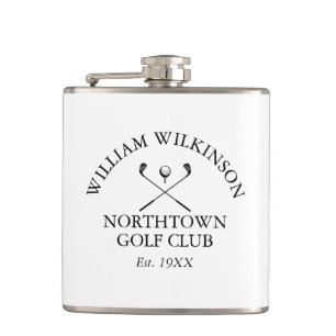 Personalised Golf Club And Member Name Hip Flask