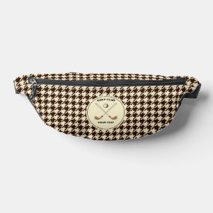Personalised Golf Club Golfer Brown Houndstooth Bum Bags