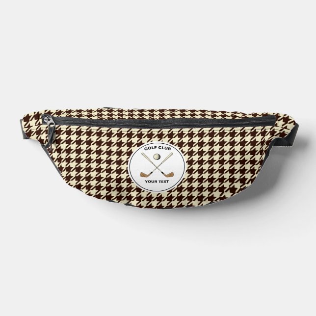 Personalised Golf Club Golfer Brown Houndstooth Bum Bags (Lay Down)