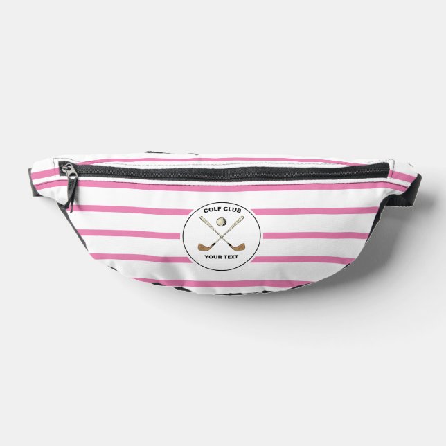 Personalised Golf Club Golfer Pink Striped  Bum Bags (Lay Down)