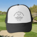 Personalised Golf Club Member Name Trucker Hat<br><div class="desc">Featuring a classic crossed golf clubs and golf ball design,  these golf hats are ideal for all golf clubs. Personalise with your golf club and member name and the year the golf club was established. Designed by Thisisnotme©</div>