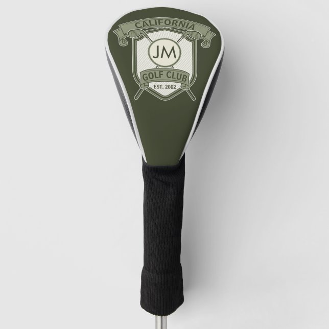 Personalised golf club monogram design  golf head cover (Front)