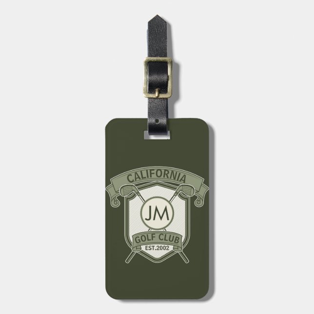 Personalised golf club monogram design luggage tag (Front Vertical)