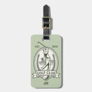 Personalised golf club monogram design with golfer luggage tag