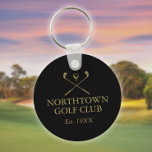 Personalised Golf Club Name Black And Gold Key Ring<br><div class="desc">Personalise with the name of your golf club and established date. Designed by Thisisnotme©</div>