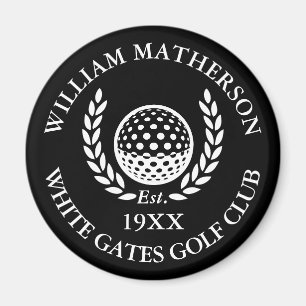 Personalised Golf Club Name Black And White Magnet