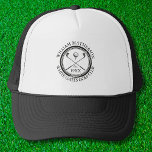 Personalised Golf Club Name Classic Trucker Hat<br><div class="desc">Featuring a classic crossed golf clubs and golf ball design these golf hats are ideal for all golf clubs and golf club members. Personalise with the name of the club member,  golf club name and the year the golf club was established. Designed by Thisisnotme©</div>