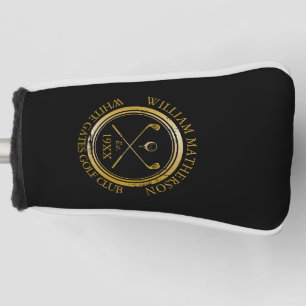 Personalised Golf Club Name Custom Gold And Black Head Cover