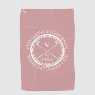 Personalised Golf Club Name Dusty Rose Pink Golf Towel