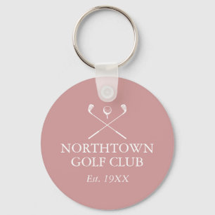 Personalised Golf Club Name Dusty Rose Pink Key Ring
