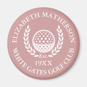 Personalised Golf Club Name Dusty Rose Pink Magnet