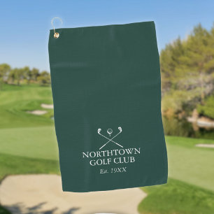 Personalised Golf Club Name Emerald Green Golf Towel