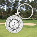 Personalised Golf Club Name Established Date Key Ring<br><div class="desc">Featuring a classic crossed golf clubs and golf ball design,  and aged stamp effect border,  these key chains are ideal for all golf clubs and golf club members. Personalise with the name of the club member,  golf club name and the year the golf club was established. Designed by Thisisnotme©</div>