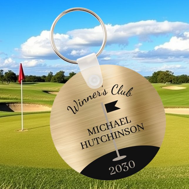 Personalised Golf Club Name Gold Key Ring (Creator Uploaded)