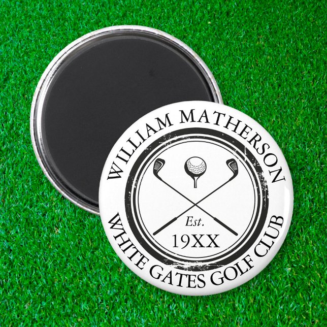 Personalised Golf Club Name Golf Retro Stamp Magnet (Creator Uploaded)