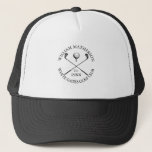 Personalised Golf Club Name Modern Classic Trucker Hat<br><div class="desc">Featuring a classic crossed golf clubs and golf ball design these golf hats are ideal for all golf clubs and golf club members. Personalise with the name of the club member,  golf club name and the year the golf club was established. Designed by Thisisnotme©</div>