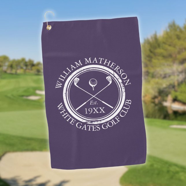 Personalised Golf Club Name Purple Towel (Personalized Golf Club Name Purple Golf Towel)