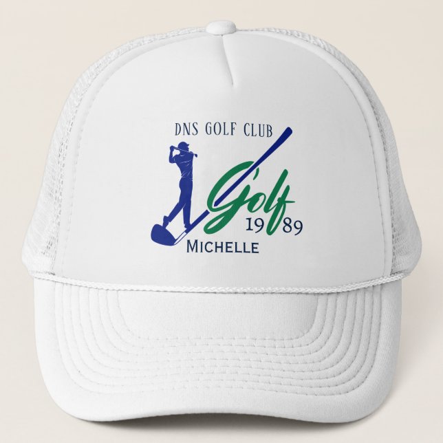 Personalised Golf Club Name Trucker Hat (Front)