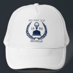 Personalised Golf Club Name Trucker Hat<br><div class="desc">the perfect blend of comfort, function, and laid-back attitude. Featuring a breatheable mesh back, adjustable snap closure, and bold front design, this hat is made for everyday wear. Whether you're hitting the road, running errands, or hanging out outdoors, it adds the right touch of casual flair to any outfit. Great...</div>
