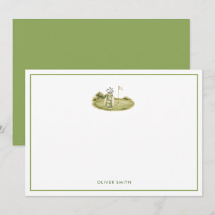 Personalised Golf Clubs and Ball Green grass Card