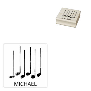 Personalised Golf clubs Rubber Stamp