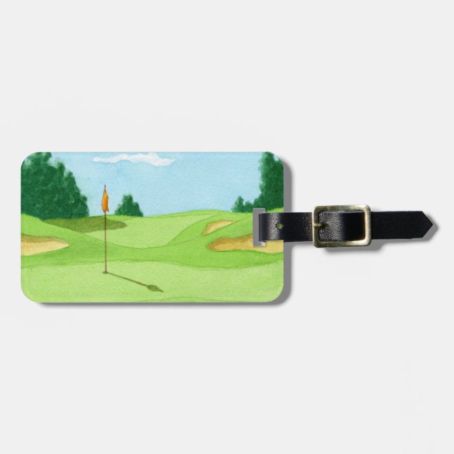 Personalised Golf Course Geen Luggage Tag (Front Horizontal)