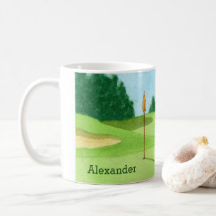 Personalised Golf Course Green Illustration Coffee Mug