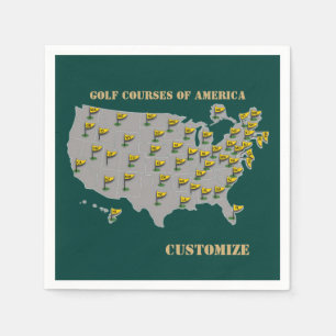 Personalised Golf Courses Of America Map Napkins