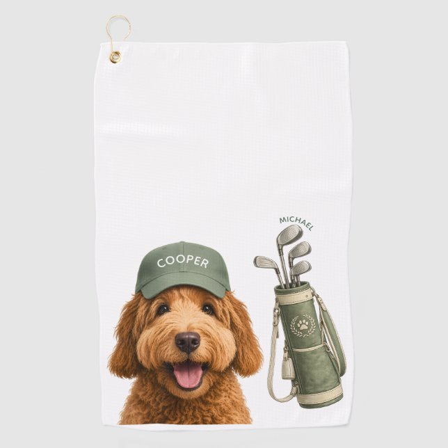 Personalised Golf Dog Towel Custom Pet Portrait  (Front)
