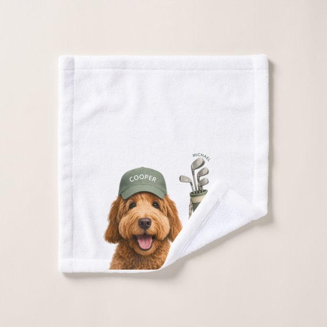 Personalised Golf Dog Towel Custom Pet Portrait  (Wash Cloth)