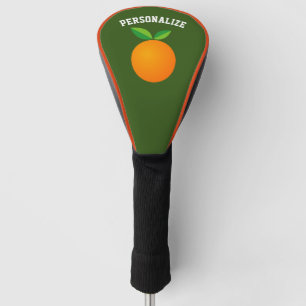 Personalised golf driver cover with orange fruit