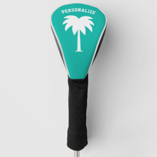 Personalised golf driver cover with palm tree logo