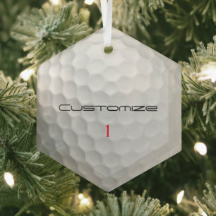 Personalised Golf Gift with Custom Name & Number Glass Tree Decoration